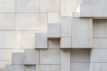 A close-up of the exterior wall made from beige sandstone blocks, showcasing their natural texture and warm color palette.
