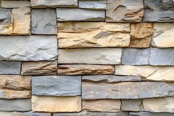 A close-up of the exterior wall made from beige sandstone blocks, showcasing their natural texture and warm color palette.