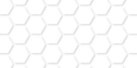 Abstract white background with hexagons pattern. White abstract vector wallpaper with hexagon grid. Technology Futuristic honeycomb mosaic white background.	
