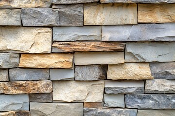A close-up of the exterior wall made from beige sandstone blocks, showcasing their natural texture and warm color palette.