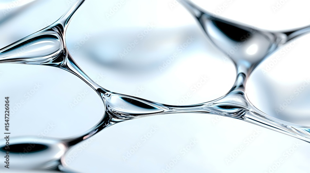 Poster macro photography of soap bubbles or liquid surface tension creating abstract geometric patterns in 