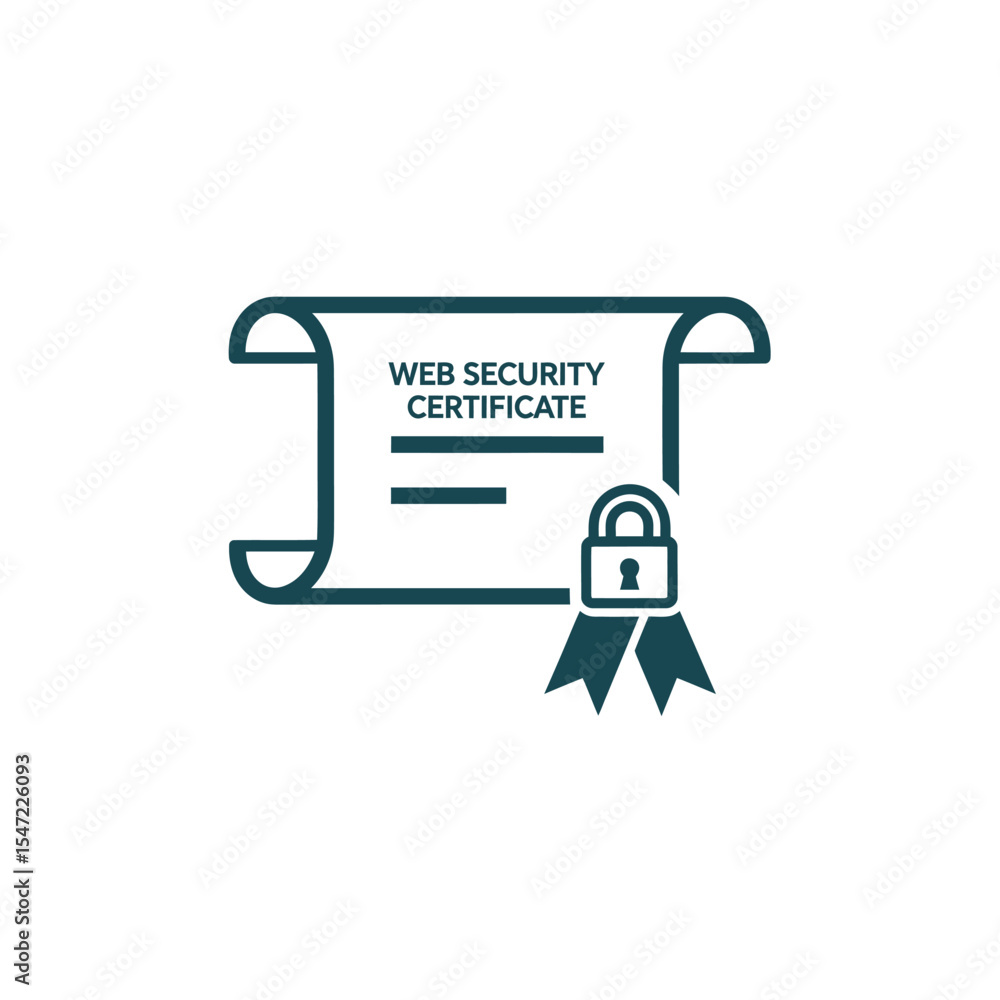 Poster web security certificate icon teal scroll lock padlock