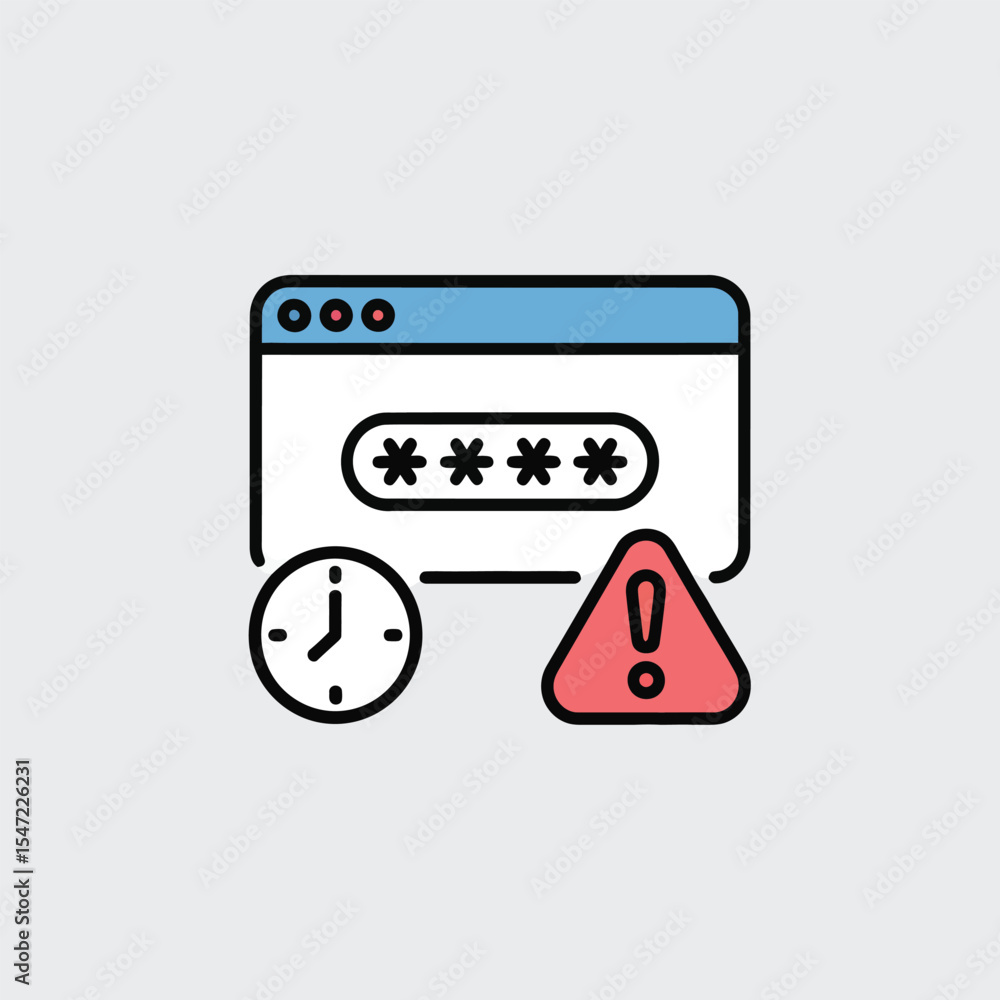 Poster webpage password login time limit warning icon website