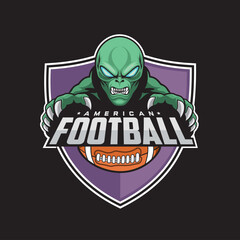 american football club logo alien vector illustration design