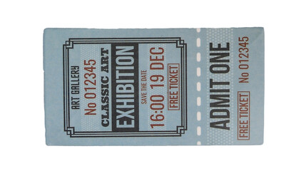 Old vintage ticket isolated on white background