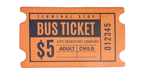Old vintage ticket isolated on white background