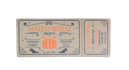 Old vintage ticket isolated on white background