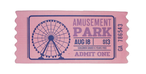 Old vintage ticket isolated on white background