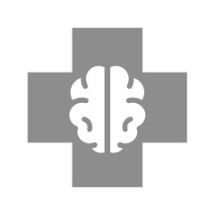 Neurology medical clinic with brain. Neurological or neurologic hospital and treatment vector icon.