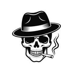 Skull wearing a hat and smoking vector
