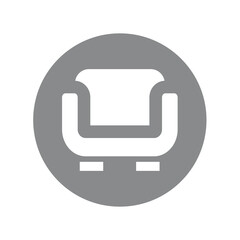 Sofa circle vector icon. Furniture store with couch label or sticker.