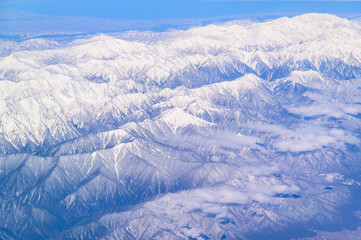 A beautiful view of the mountain range from above