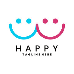 Happy logo design with two smiling faces