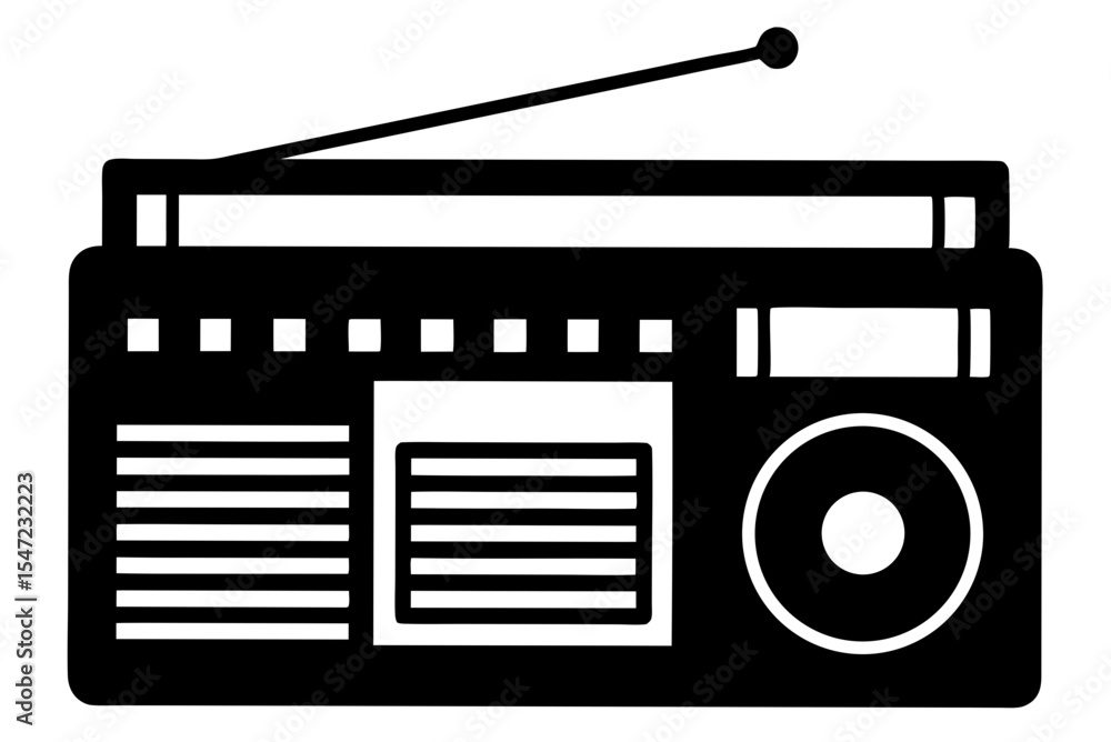 Poster retro radio design line vector