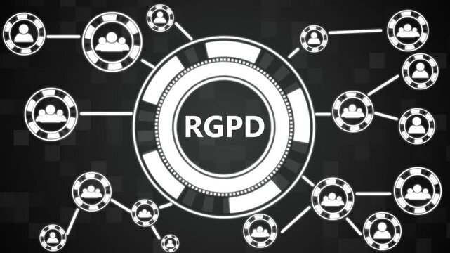 Businessman presses button RGPD general data protection regulation on virtual electronic user web interface Global communication network Business people social network and business connections