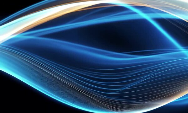 Dynamic blue abstract waves, Flow of Digital Energy, Neon Lightstream