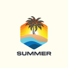 Summer time emblem or logo or label or t-shirt vector image