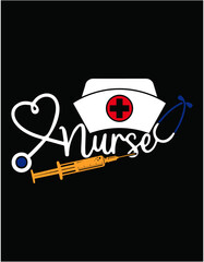 Nurse Stethoscope Heartbeat Cutting Printable Files - printable editable vector art file.