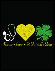 Stethoscope Love Shamrock Nurse St Patrick's Day - printable editable vector art file.