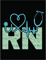 RN Nurse Medical Stethoscope Cutting Printable Files - printable editable vector art file.