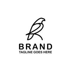 Monogram BR Bird Logo Design in Minimalist Line Art Style