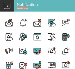 Collection of notification icons isolated on white background