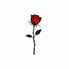Fototapeta premium Red rose flower illustration on white background 