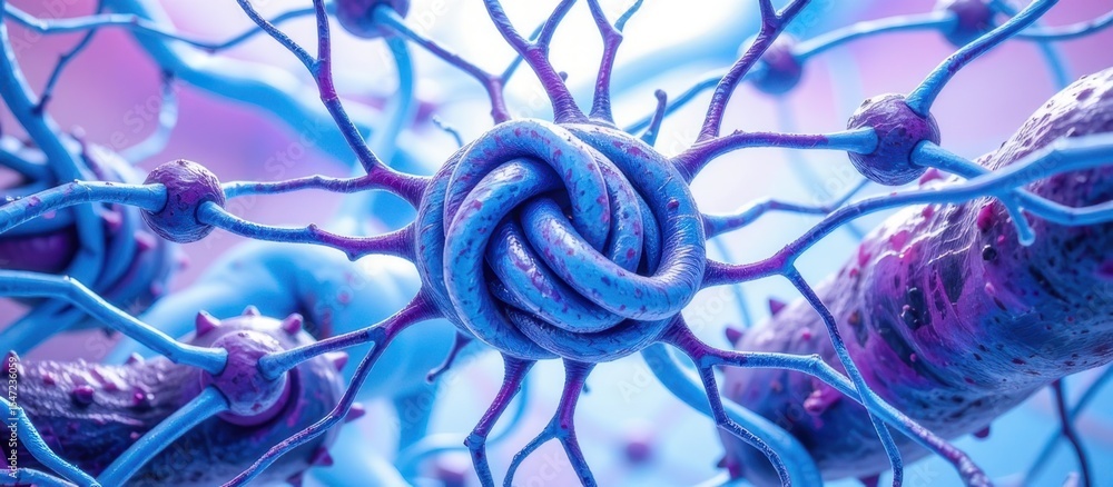 Poster neurological disorders concept. colorful depiction of interconnected neurons in a neural network.