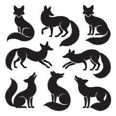 Nine Fox Silhouettes: A Collection of Elegant Designs