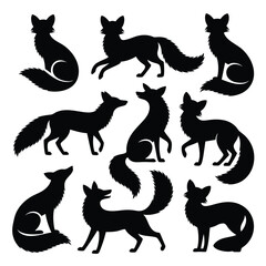 Obraz premium Ten Fox Silhouettes: A Collection of Elegant Designs