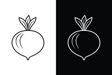 Turnip line Icon Vector Vegetable Art for Web and UI Design