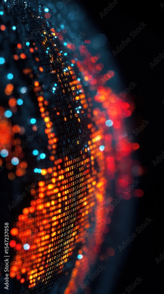 Poster binary code globe design