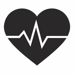 Heartbeat silhouette icon on white background