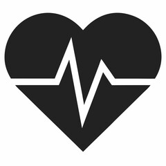 Heartbeat silhouette icon on white background