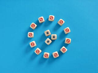 Antivirus software preventing malware from entering system symbolized by wooden cubes
