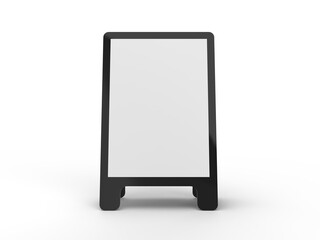 3D Realistic floor plastic standing folding sandwich board mockup. Blank portable vertical info placard sign holder stand for welcome sign, greeting, banner, ads, showcase, sidewalk or caution sign