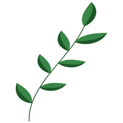 A stylized sprig of green leaves, perfect for adding a touch of nature to any project. The fresh green of the leaves provides a vibrant contrast.