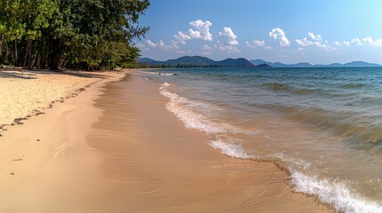 Relaxing beach day tropical coastal shoreline scenic nature view calm environment serene landscape dreamy escape