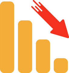 Reduce success and decline, rapid decline chart, downtrend bar chart showing exponential decline and failure, business recession, financial investment and analytical data.