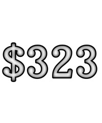 dollar sign on white background $323