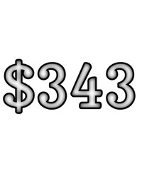 dollar sign on white background $343