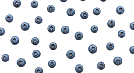 Scattered Fresh Blueberries on transparent background