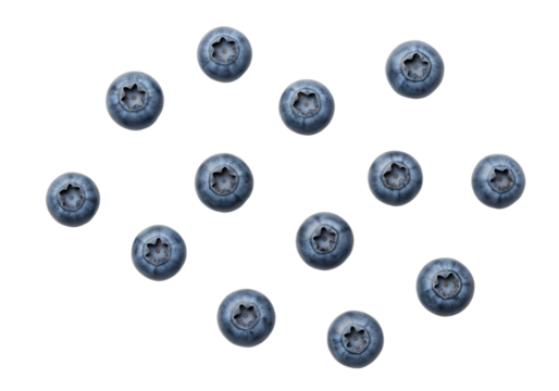 Scattered Fresh Blueberries on transparent background