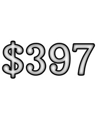 dollar sign on white background $397