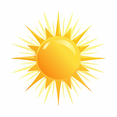 Bright Yellow Sun Vector Icon Glowing Summer Radiance Illustration