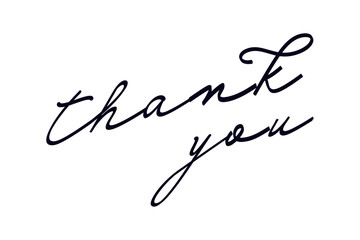 thank you - thank you word, text or lettering. Vector script and handwritten typography. Thank you word for note, card, sign, banner. Isolated.
