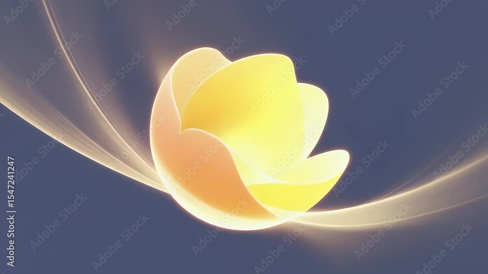 Poster blossom of light: an abstract artistic rendering of a luminous, multi-layered flower, blossoming wit