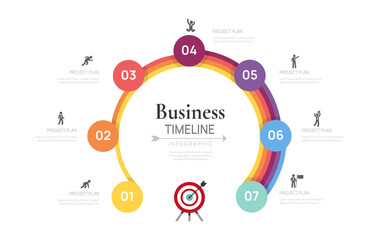 Business road map timeline infographic steps to success growth. with icons and graphic elements. Vector illustration.