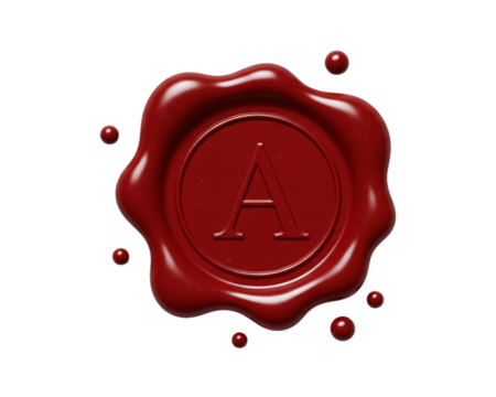 Elegant wax seal featuring the letter A for branding and authentication