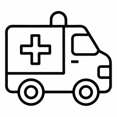 Ambulance outline icon on white background
